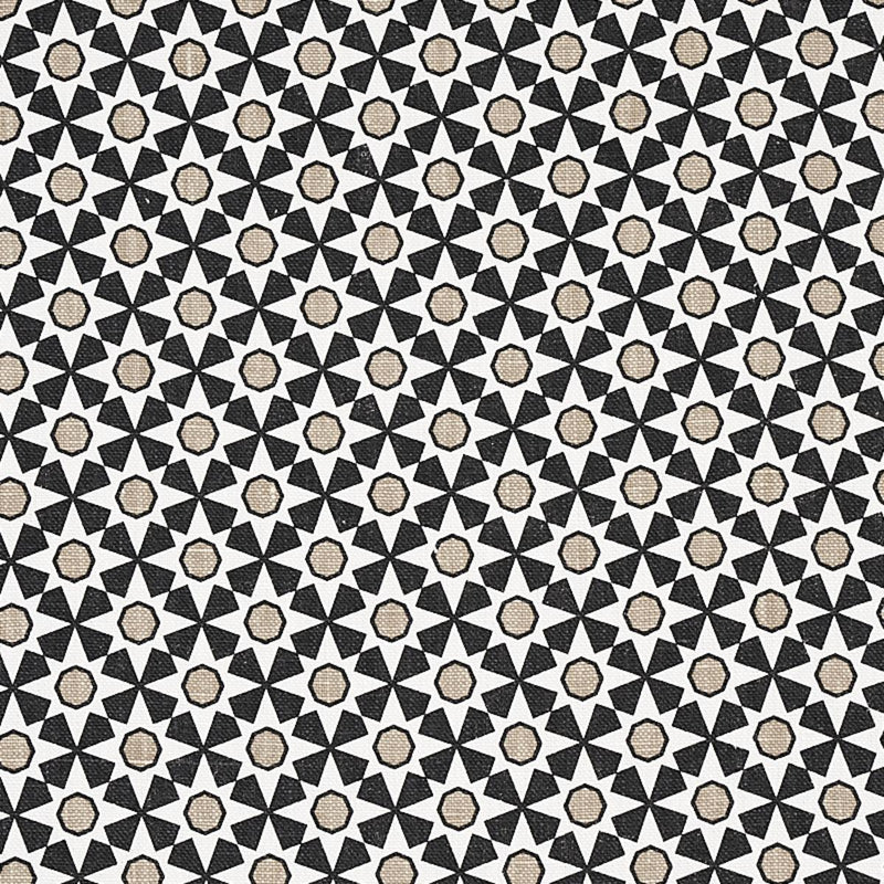 SCHUMACHER SERENDIPITY BLACK & TAUPE FABRIC | Atlanta Fabrics