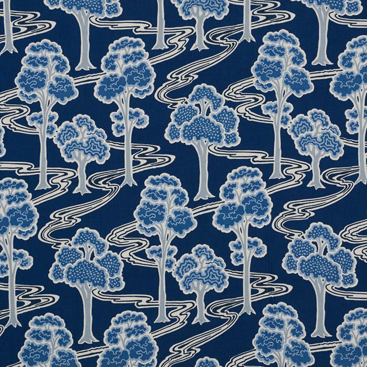 Schumacher TREE RIVER BLUE Fabric | Atlanta Fabrics