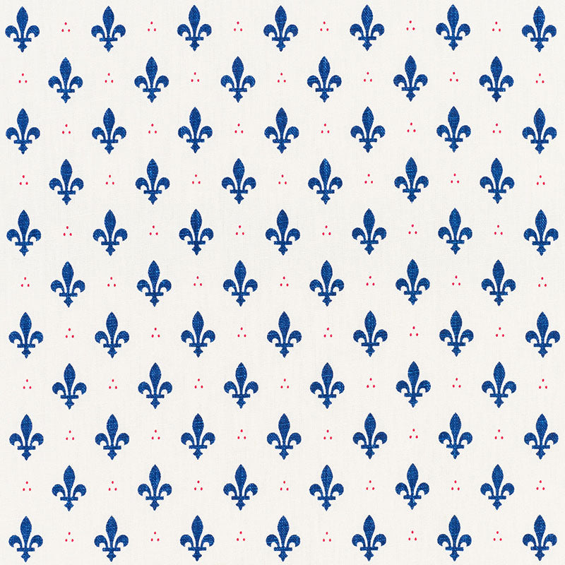 Schumacher FLEUR DE LIS BLEU & ROUGE  | Atlanta Fabrics