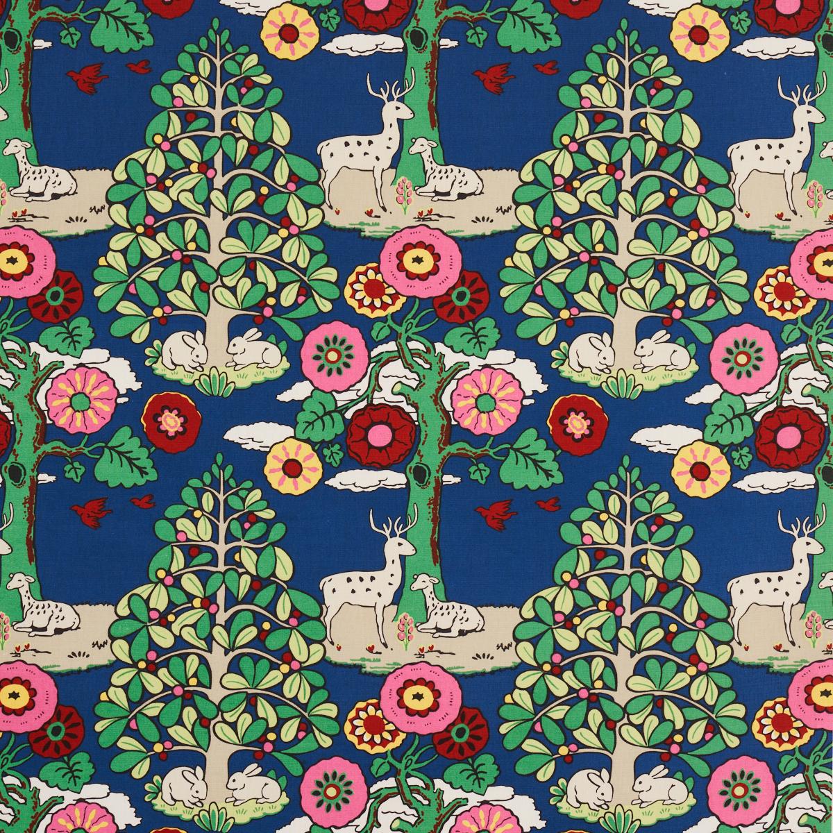 Schumacher FANTASY FOREST BLUE & MULTI Fabric | Atlanta Fabrics