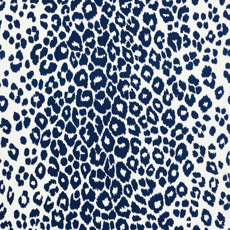 Schumacher ICONIC LEOPARD INDOOR/OUTDOOR NAVY Fabric | Atlanta Fabrics