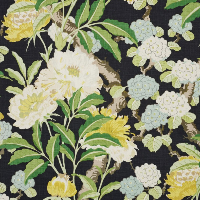 SCHUMACHER ENCHANTED GARDEN BLACK FABRIC | Atlanta Fabrics