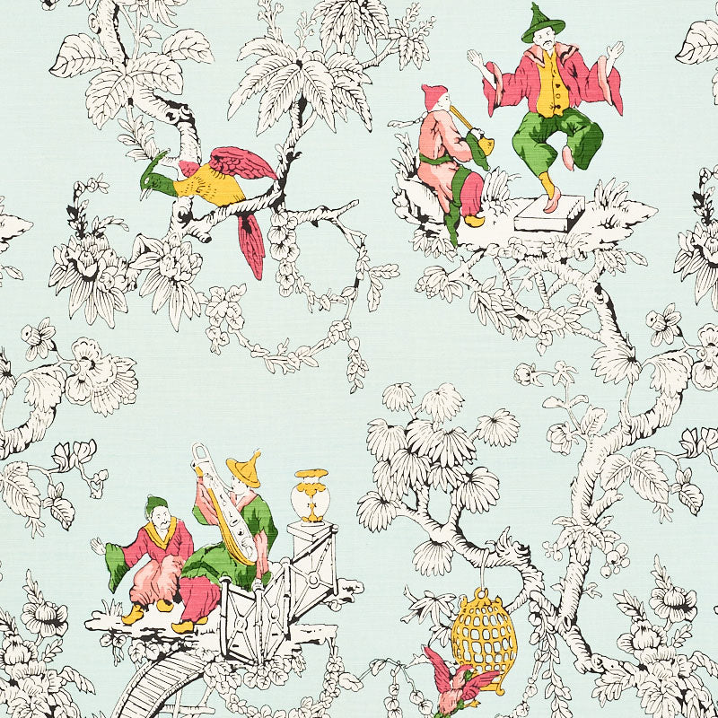 Schumacher CHINOISERIE MODERNE AQUA  | Atlanta Fabrics