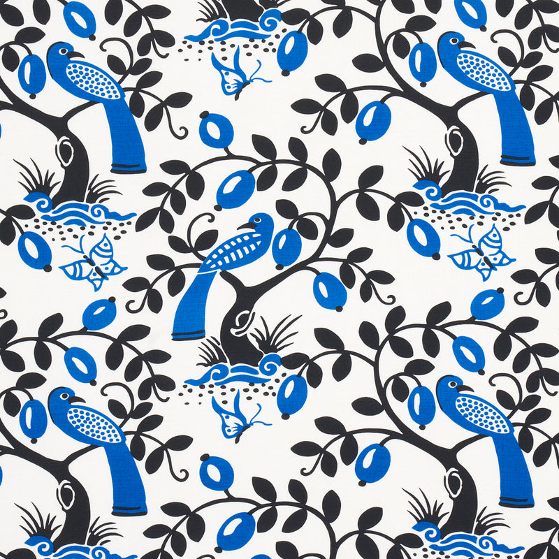 Schumacher OLIVE TREE BLACK & BLUE  | Atlanta Fabrics