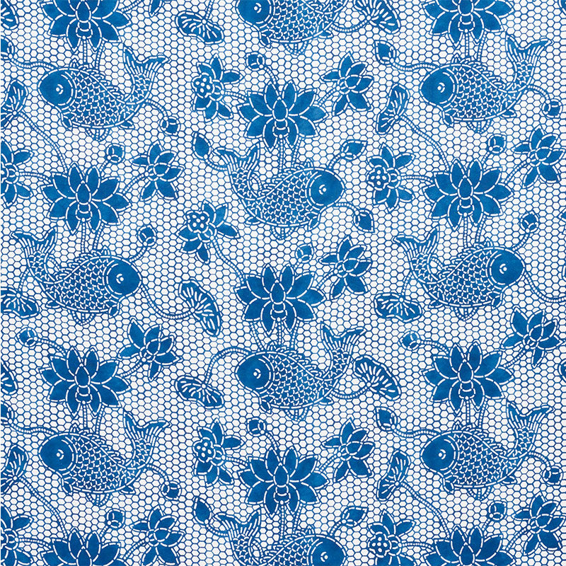Schumacher LOTUS BATIK INDIGO Fabric | Atlanta Fabrics