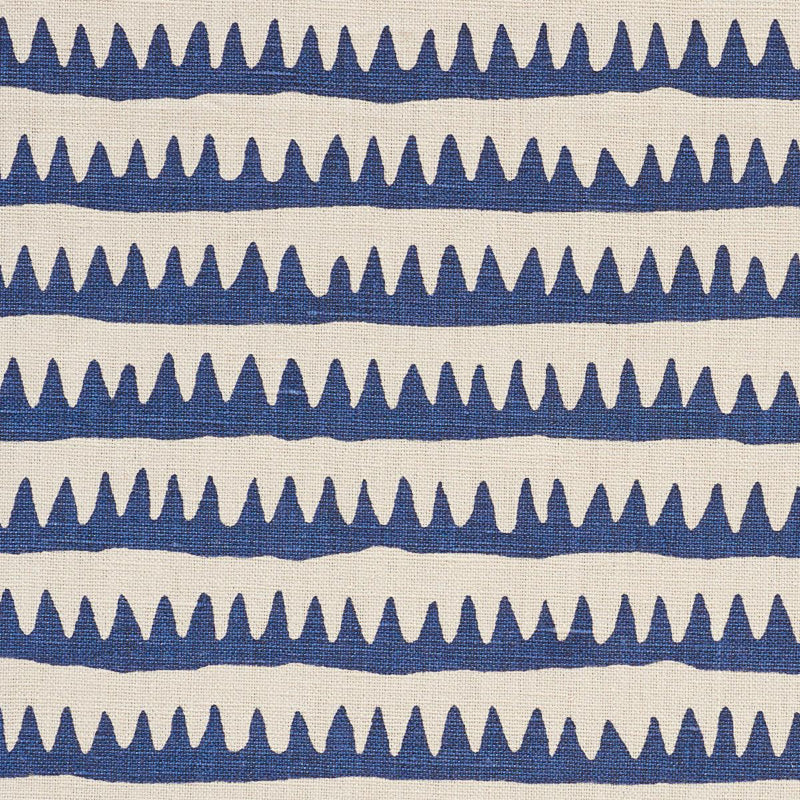 SCHUMACHER CORFU HAND PRINTED STRIPE NAVY FABRIC | Atlanta Fabrics