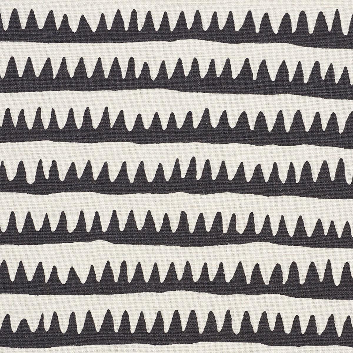 SCHUMACHER CORFU HAND PRINTED STRIPE BLACK FABRIC | Atlanta Fabrics