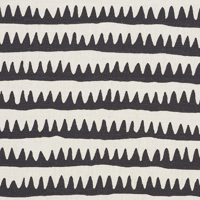 SCHUMACHER CORFU HAND PRINTED STRIPE BLACK FABRIC | Atlanta Fabrics