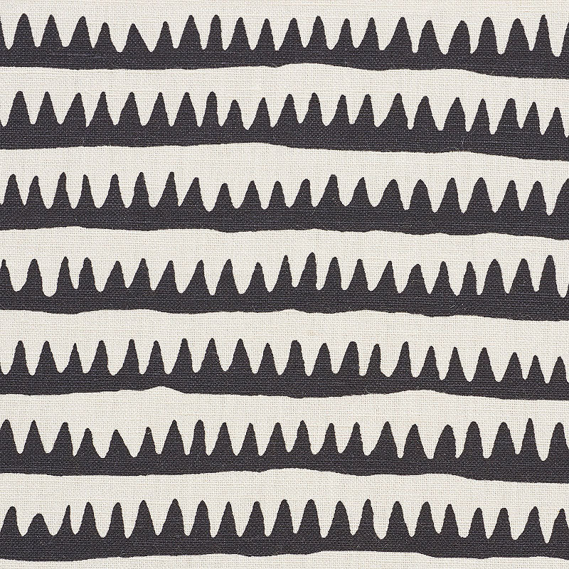 Schumacher CORFU HAND PRINTED STRIPE BLACK Fabric | Atlanta Fabrics