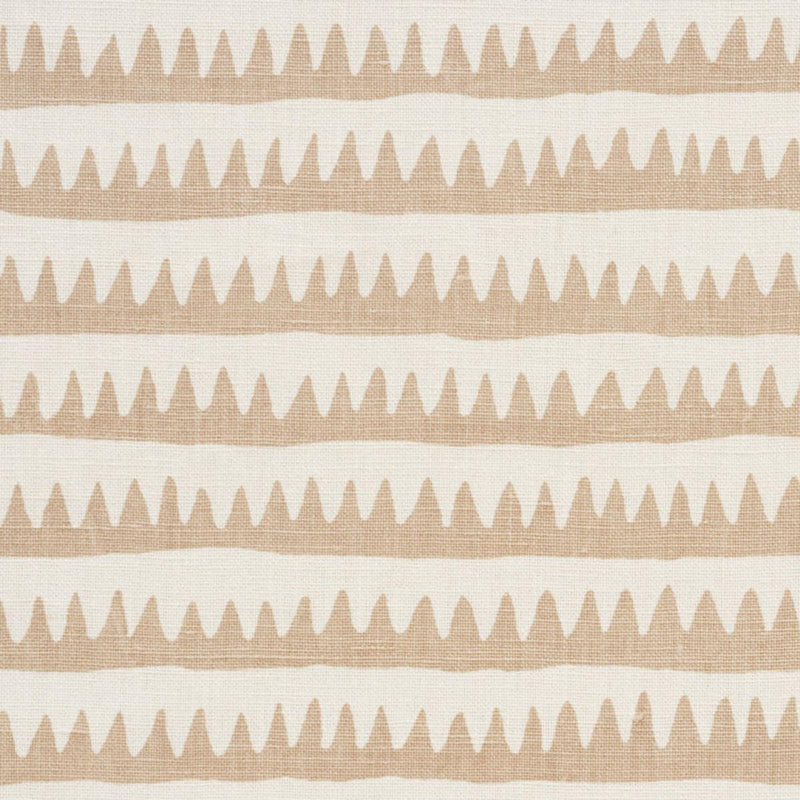 SCHUMACHER CORFU HAND PRINTED STRIPE SAND FABRIC | Atlanta Fabrics