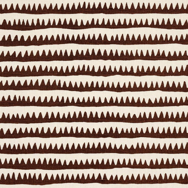 SCHUMACHER CORFU HAND PRINTED STRIPE BROWN FABRIC | Atlanta Fabrics