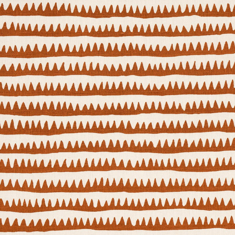 SCHUMACHER CORFU HAND PRINTED STRIPE RUST FABRIC | Atlanta Fabrics