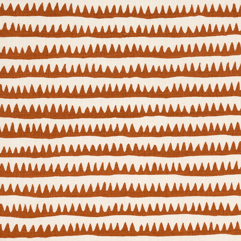 Schumacher CORFU HAND PRINTED STRIPE RUST Fabric | Atlanta Fabrics