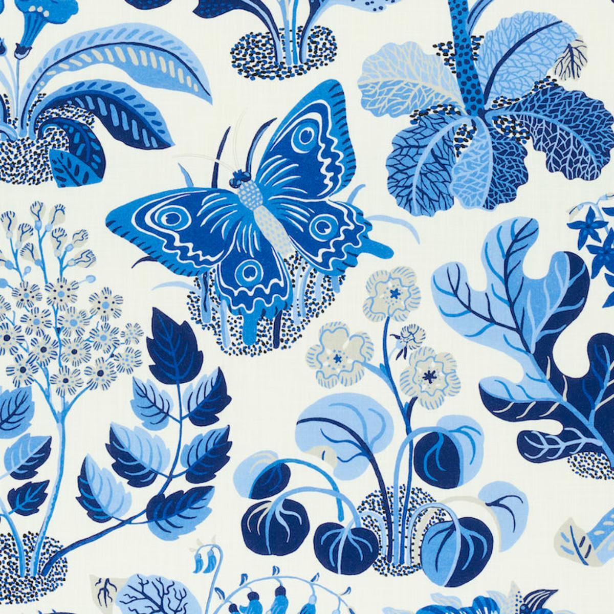 Schumacher EXOTIC BUTTERFLY INDOOR/OUTDOOR MARINE Fabric | Atlanta Fabrics