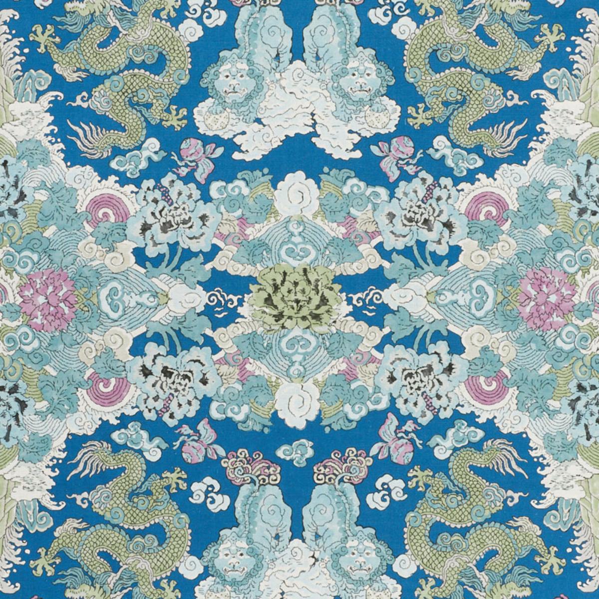 Schumacher MAGIC MOUNTAIN DRAGON BLUE Fabric | Atlanta Fabrics