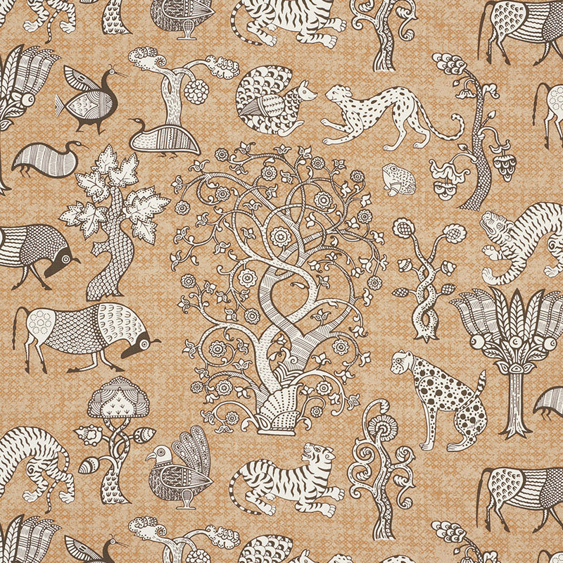 Schumacher ANIMALIA CARBON & SIENNA Fabric | Atlanta Fabrics