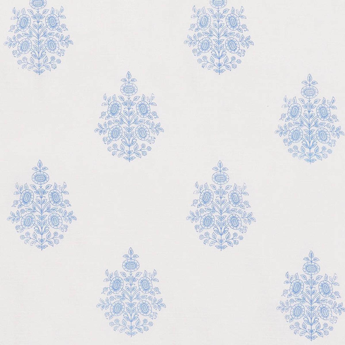 SCHUMACHER ASARA FLOWER SHEER BLUE FABRIC | Atlanta Fabrics