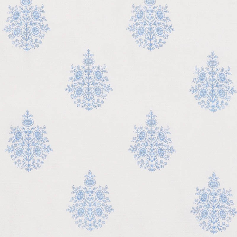 SCHUMACHER ASARA FLOWER SHEER BLUE FABRIC | Atlanta Fabrics