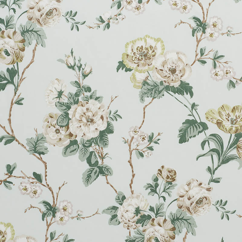 Schumacher BETTY CHINTZ CELADON Fabric | Atlanta Fabrics