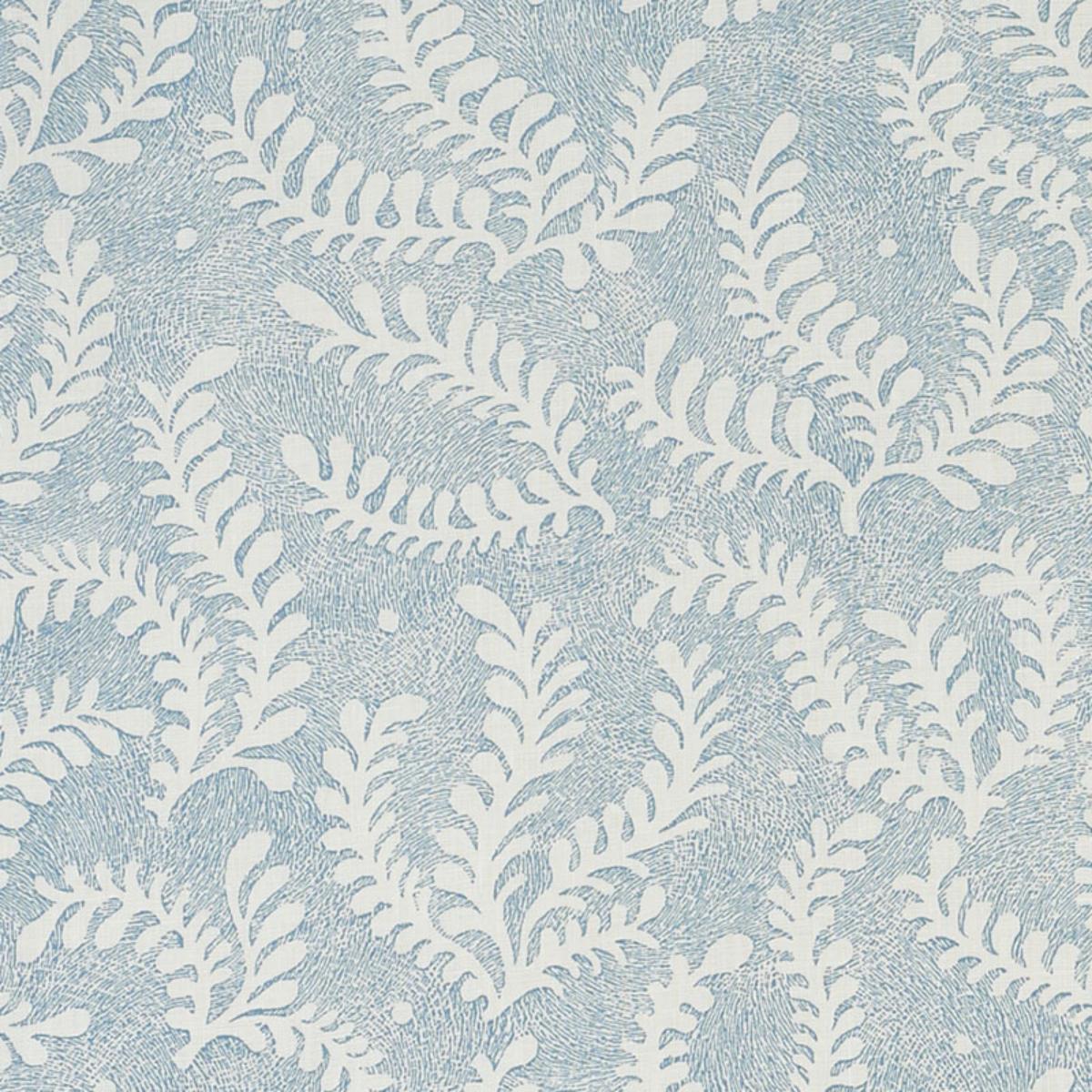 SCHUMACHER ETCHED FERN BLUE FABRIC | Atlanta Fabrics