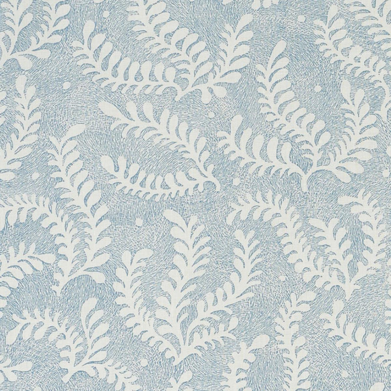 SCHUMACHER ETCHED FERN BLUE FABRIC | Atlanta Fabrics
