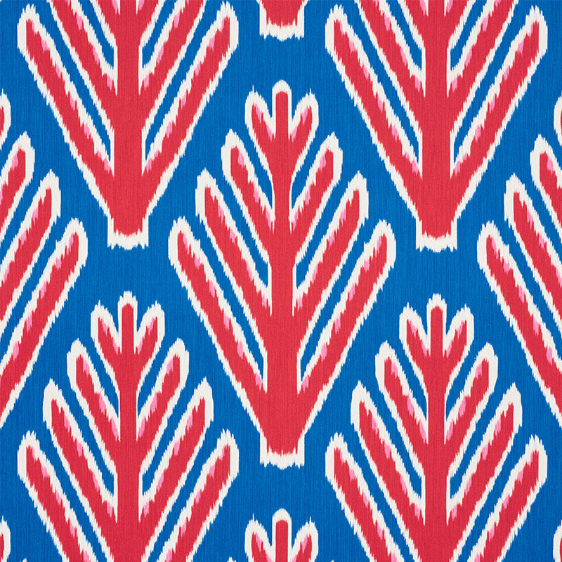 Schumacher BODHI TREE BLUE & RED Fabric | Atlanta Fabrics