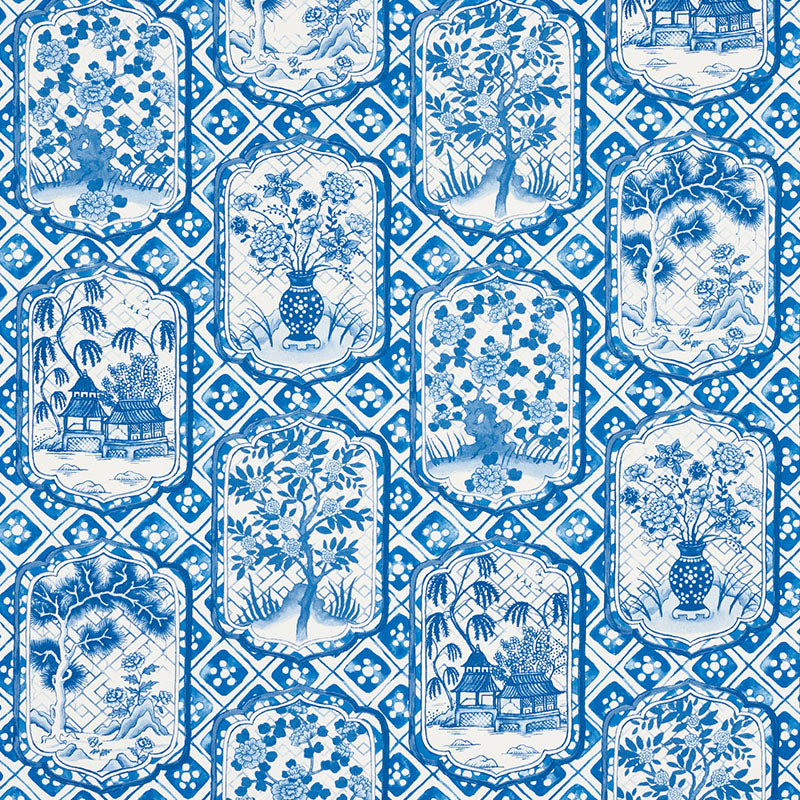 Schumacher TING TING BLUE Fabric | Atlanta Fabrics