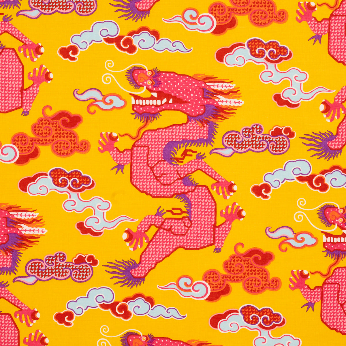Schumacher MAGICAL MING DRAGON YELLOW Fabric | Atlanta Fabrics