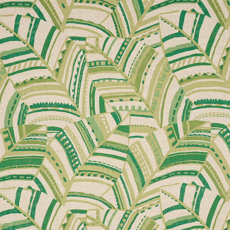 Schumacher DECO LEAVES PALM Fabric | Atlanta Fabrics