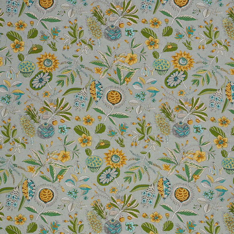 Schumacher ROCA REDONDA GREY & OCHRE Fabric | Atlanta Fabrics