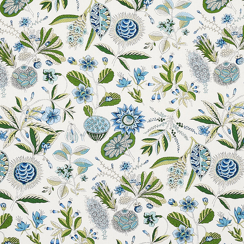 Schumacher ROCA REDONDA BLUE & IVORY Fabric | Atlanta Fabrics
