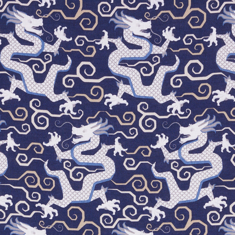 Schumacher BIXI DRAGON BLUE Fabric | Atlanta Fabrics