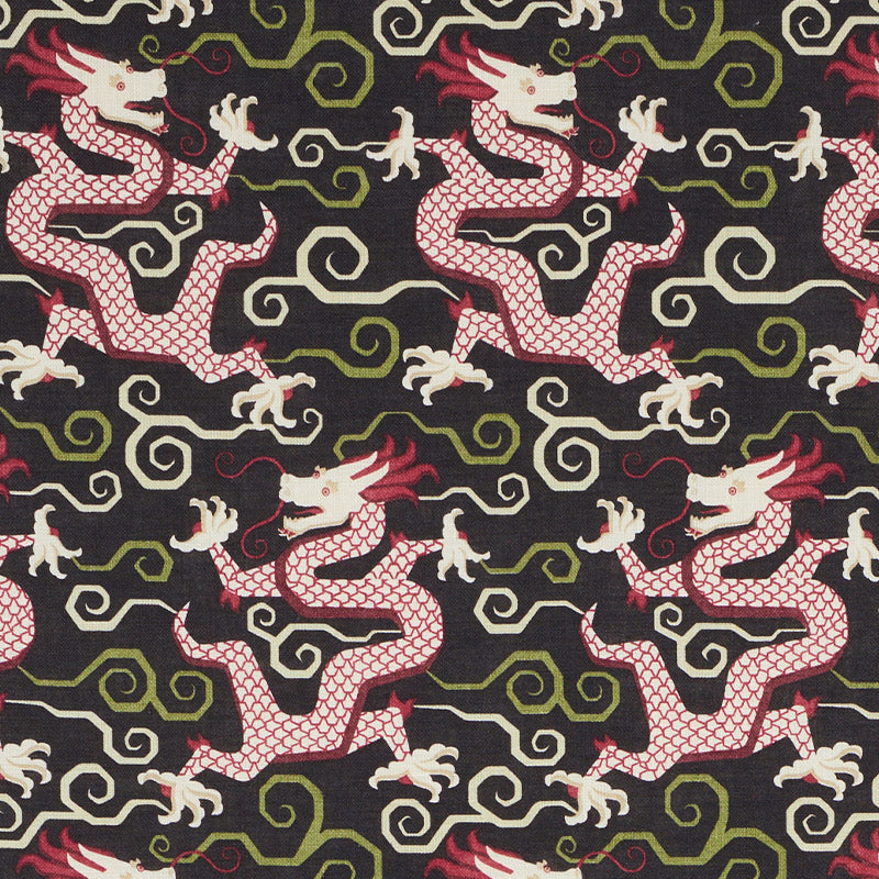 Schumacher BIXI DRAGON BLACK Fabric | Atlanta Fabrics