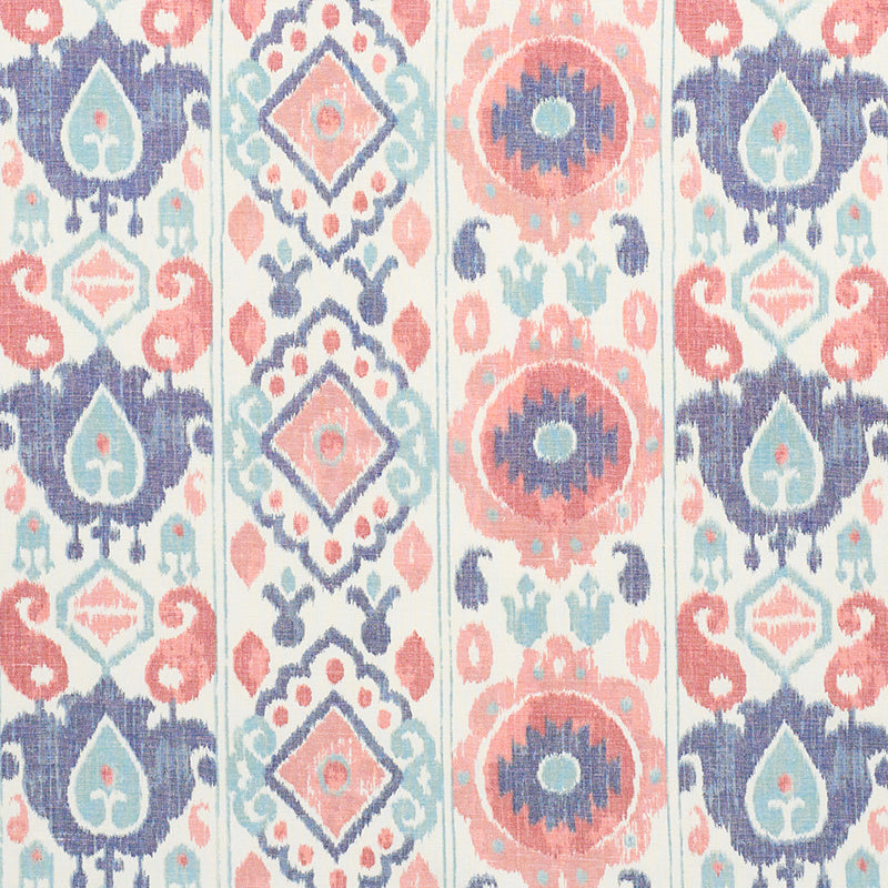 Schumacher ELIZIA IKAT ROSE & INDIGO Fabric | Atlanta Fabrics