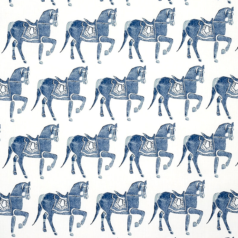 Schumacher MARWARI HORSE NAVY  | Atlanta Fabrics