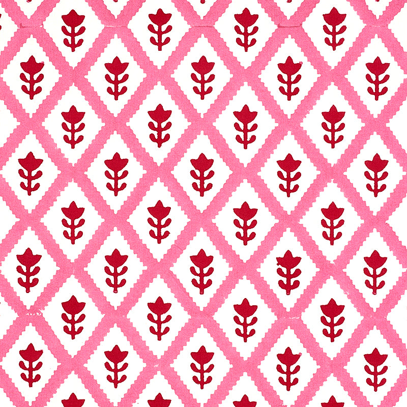 Schumacher BUTI HAND BLOCK PRINT PINK Fabric | Atlanta Fabrics