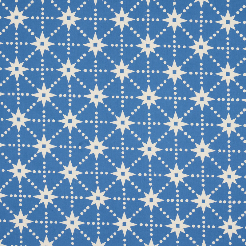 Schumacher STARS HAND BLOCK PRINT BLUE Fabric | Atlanta Fabrics