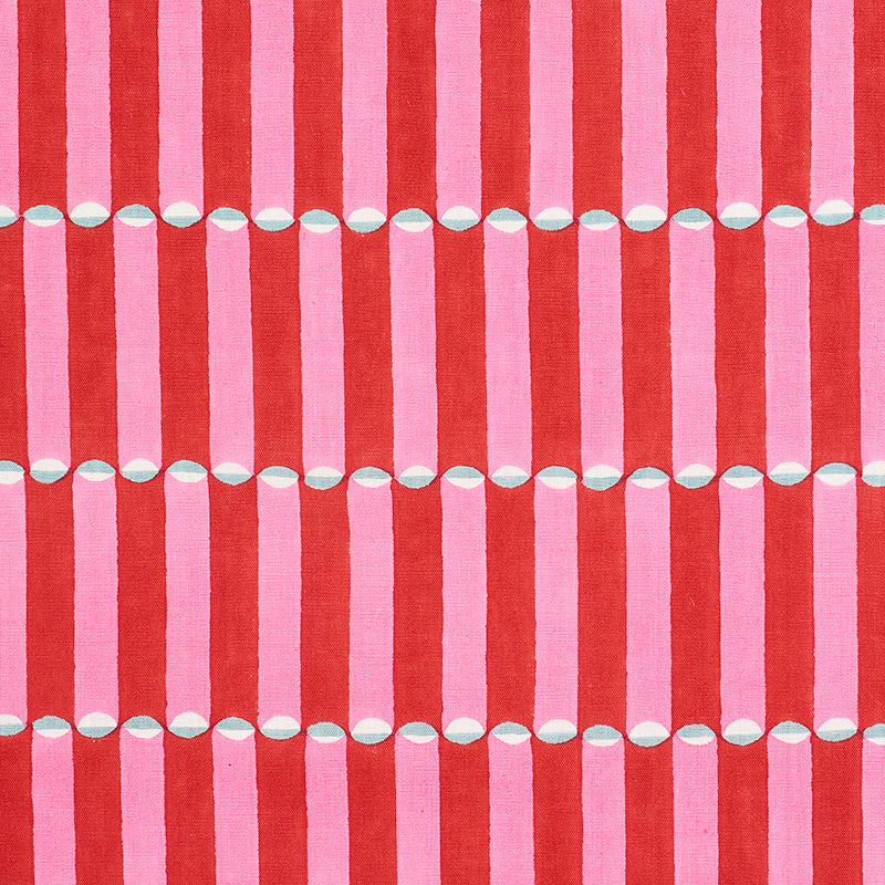 Schumacher LUNA HAND BLOCK PRINT PINK & RED Fabric | Atlanta Fabrics