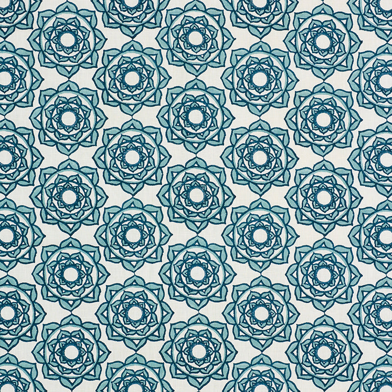 Schumacher ROSE HAND BLOCK PRINT BLUE  | Atlanta Fabrics