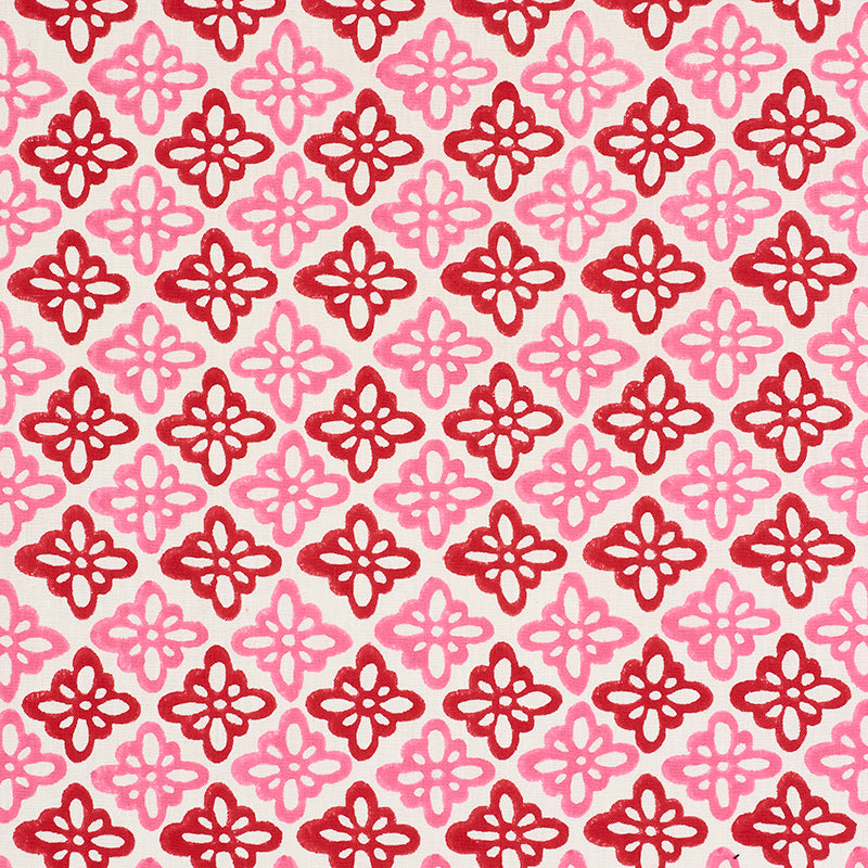 Schumacher PATTEE HAND BLOCK PRINT PINK  | Atlanta Fabrics