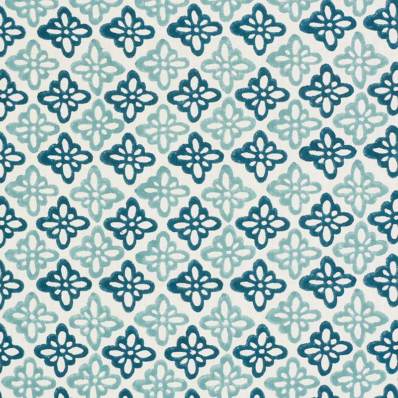 Schumacher PATTEE HAND BLOCK PRINT BLUE  | Atlanta Fabrics