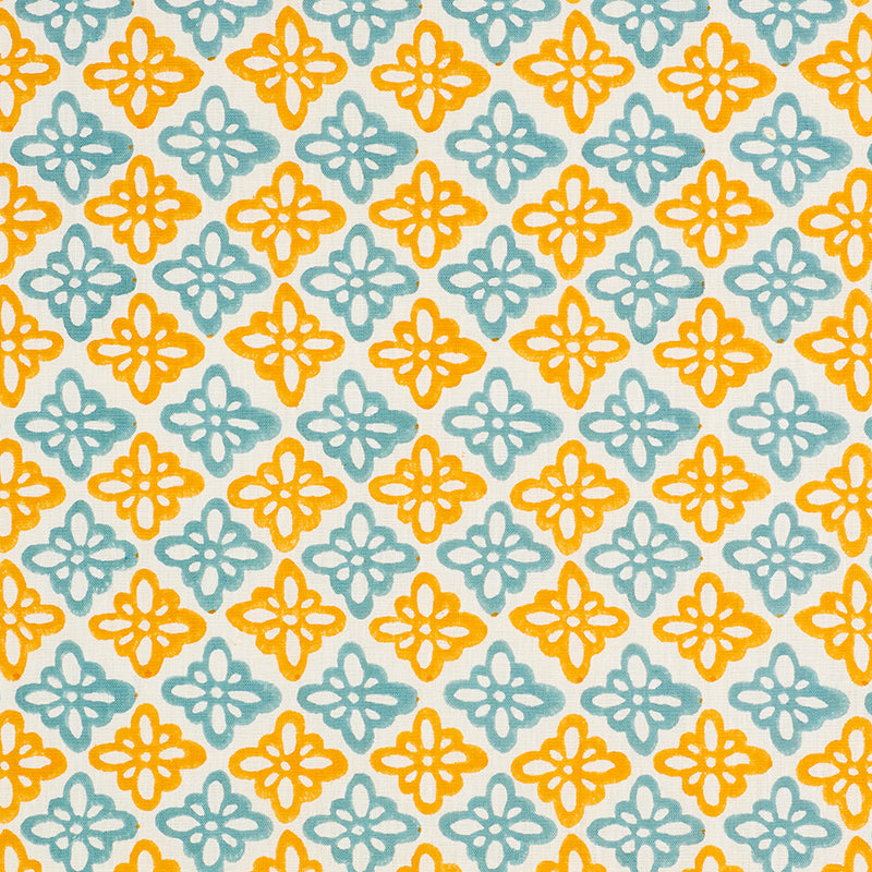 Schumacher PATTEE HAND BLOCK PRINT TURMERIC Fabric | Atlanta Fabrics
