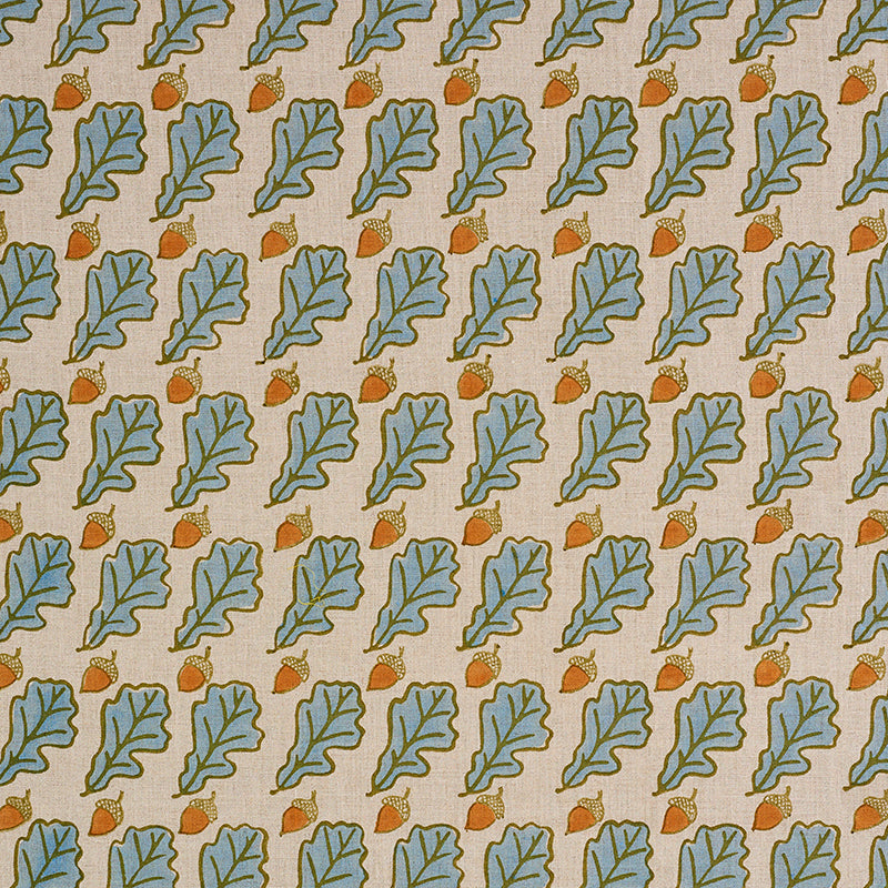 Schumacher OAK HAND BLOCK PRINT BLUE  | Atlanta Fabrics