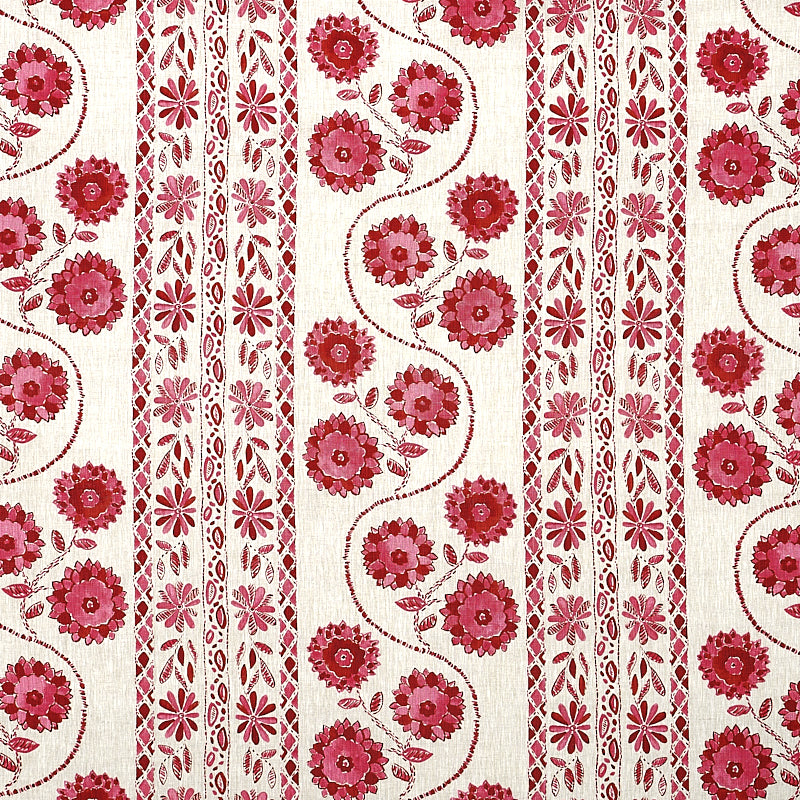 Schumacher ZINNIA HANDMADE PRINT PINK Fabric | Atlanta Fabrics