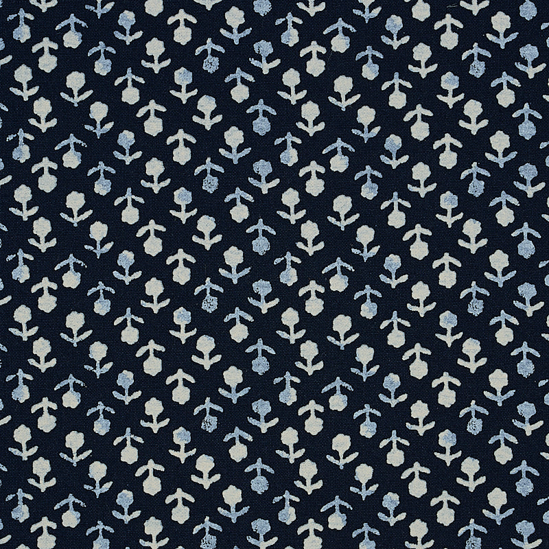 Schumacher BEATRIZ HANDPRINT INDIGO Fabric | Atlanta Fabrics