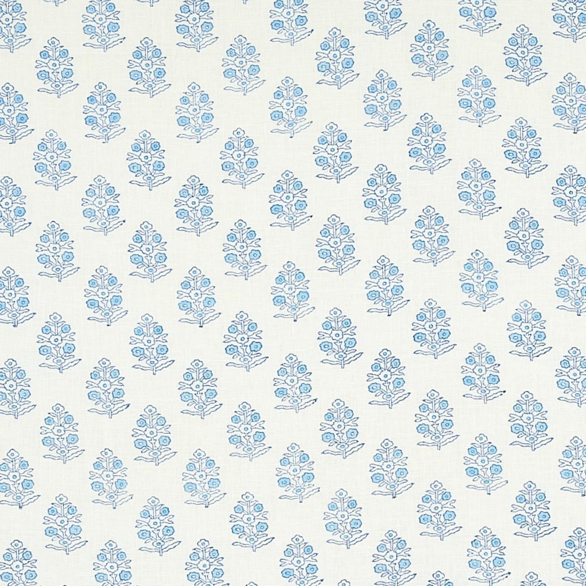 SCHUMACHER ADITI HAND BLOCKED PRINT BLUE FABRIC | Atlanta Fabrics