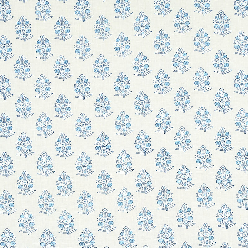 Schumacher ADITI HAND BLOCKED PRINT BLUE Fabric | Atlanta Fabrics