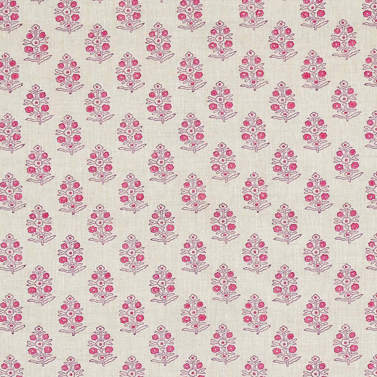 SCHUMACHER ADITI HAND BLOCKED PRINT PINK FABRIC | Atlanta Fabrics