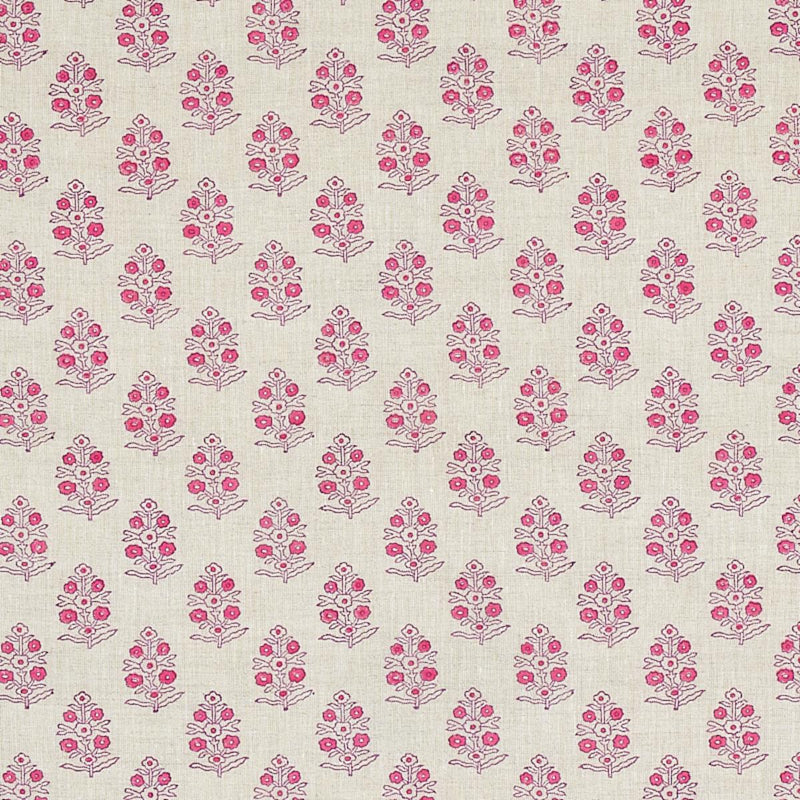 SCHUMACHER ADITI HAND BLOCKED PRINT PINK FABRIC | Atlanta Fabrics