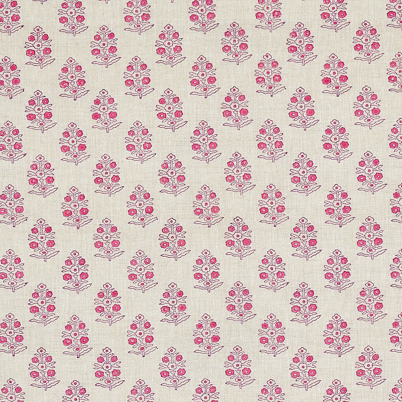 Schumacher ADITI HAND BLOCKED PRINT PINK Fabric | Atlanta Fabrics